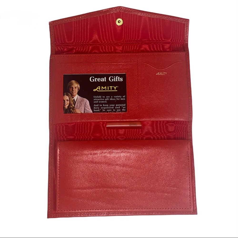 Vintage Amity Red Leather Wallet and Checkbook Clutch